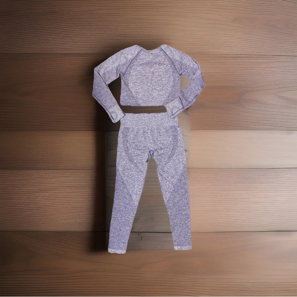 Gymshark Blue Long Sleeve Crop Top and Leggings Women's XS/S Matching Set